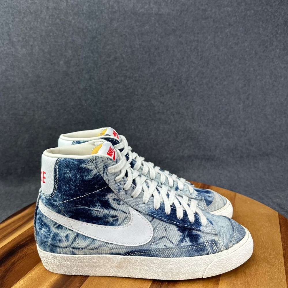 Nike Blazer Mid 77 Acid Wash Denim Blue White Sneakers Womens Sz 7.5 DV2182-900